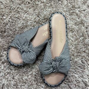 Kate Spade Black and White Striped Mules